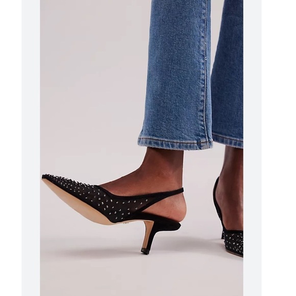 Sam Edelman Bianka Mesh Slingback Heel Black Suede Size 6 - Picture 7 of 11